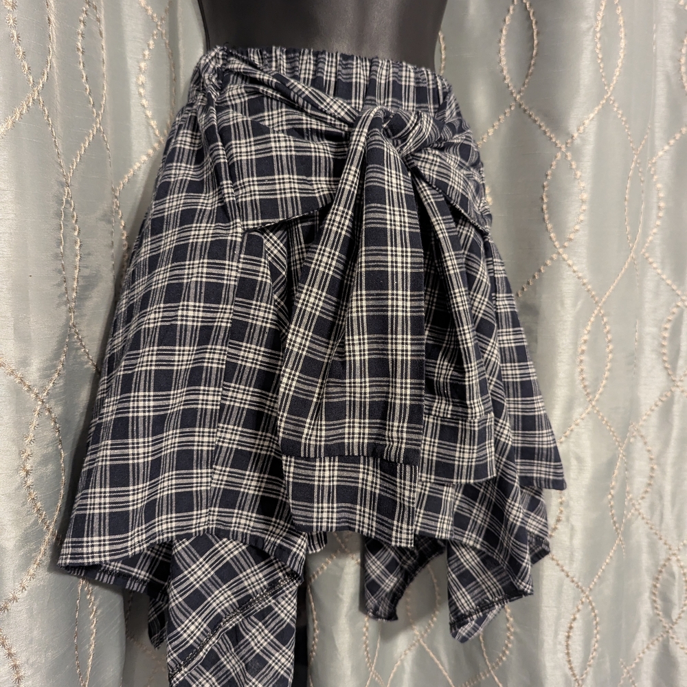 1. Navy and White Mini Handkerchief Skirt with Tie Front